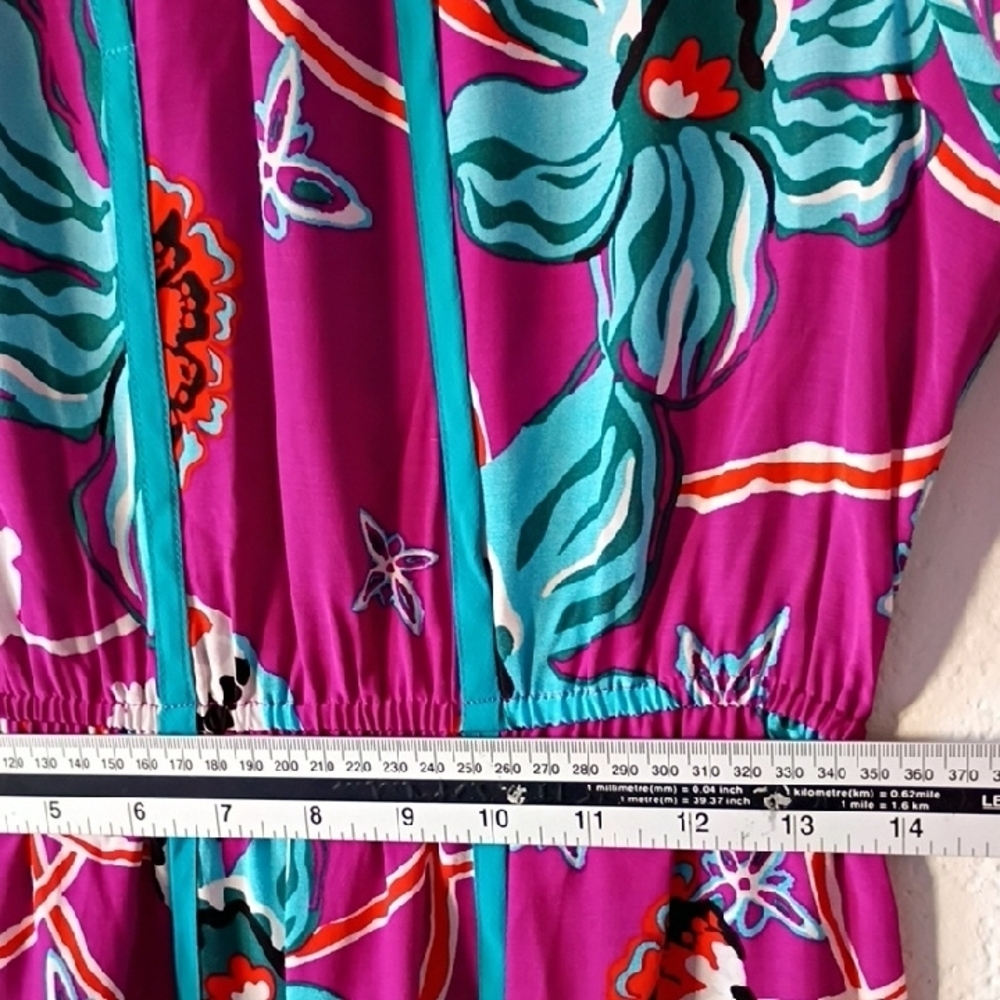 Diane Von Furstenberg Floral Long Sleeve Maxi Dress - Purple and Teal Size S - Picture 12 of 14